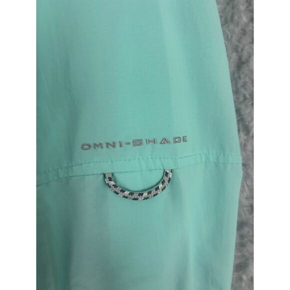 Columbia PFG Omni-Shade Fishing Shirt Long Sleeve Button Up Teal Size L - Picture 7 of 10